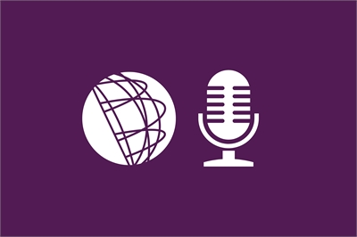 [ai] An illustration featuring a stylized globe and a microphone, set against a purple background. The globe symbolizes global connectivity, while the microphone represents audio or communication.